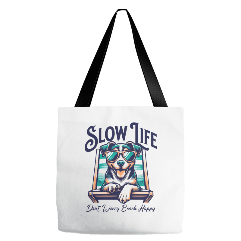 Slow Life - Dog Beach Graphic Tote Bags | Artistshot