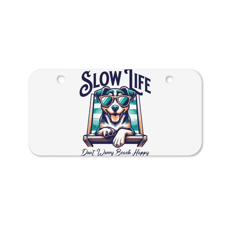 Slow Life - Dog Beach Graphic Bicycle License Plate | Artistshot