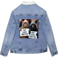 Cat Lives Matter Dog Lives Matter Trump 2024 Cats Unisex Sherpa-lined Denim Jacket | Artistshot