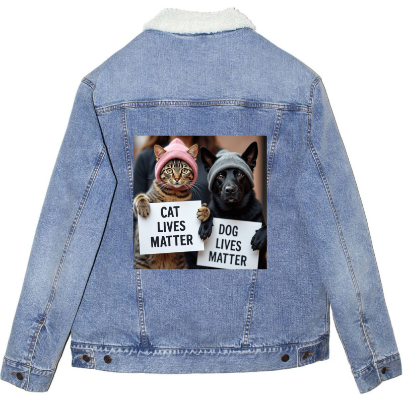 Cat Lives Matter Dog Lives Matter Trump 2024 Cats Unisex Sherpa-lined Denim Jacket | Artistshot