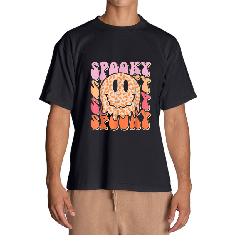 Groovy Halloween Spooky Leopard Smile Face Checker Urban Heavy T-shirt | Artistshot