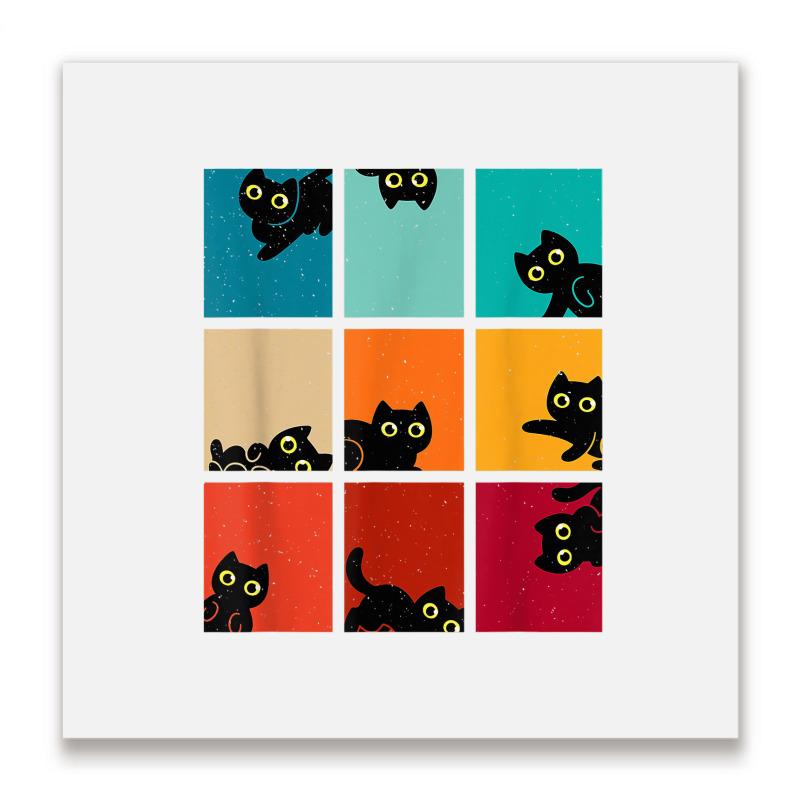 Funny Cat Kitten Meme Vintage Sunset Metal Print Square | Artistshot