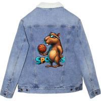 Capybara Basketball Animal Unisex Sherpa-lined Denim Jacket | Artistshot