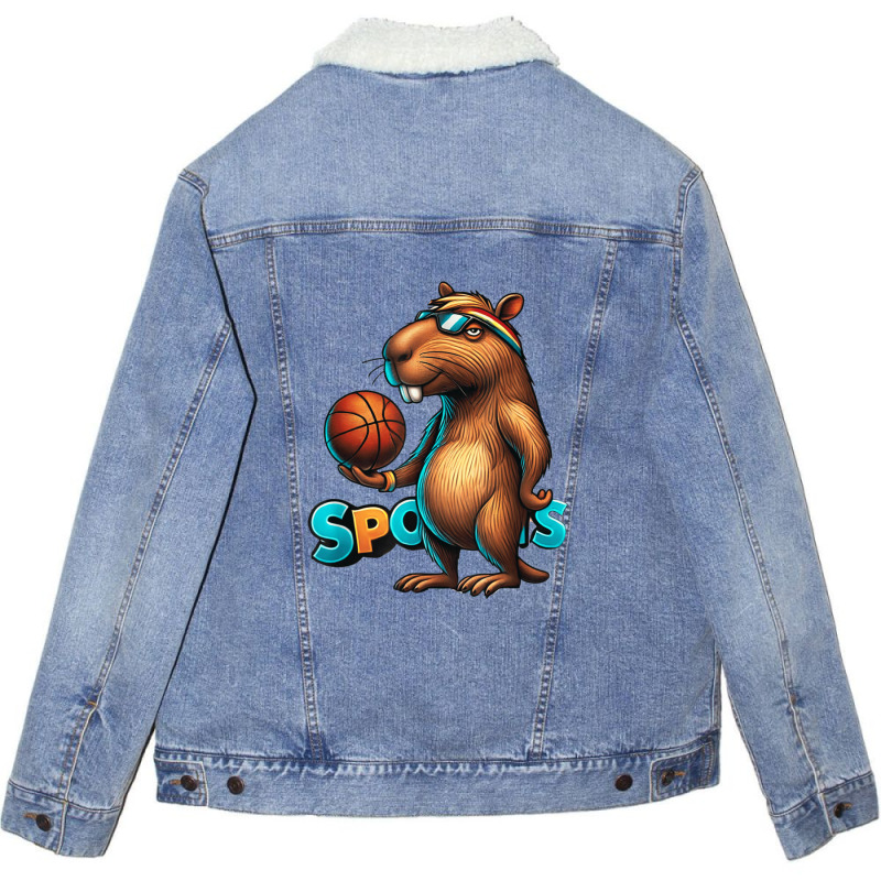 Capybara Basketball Animal Unisex Sherpa-lined Denim Jacket | Artistshot