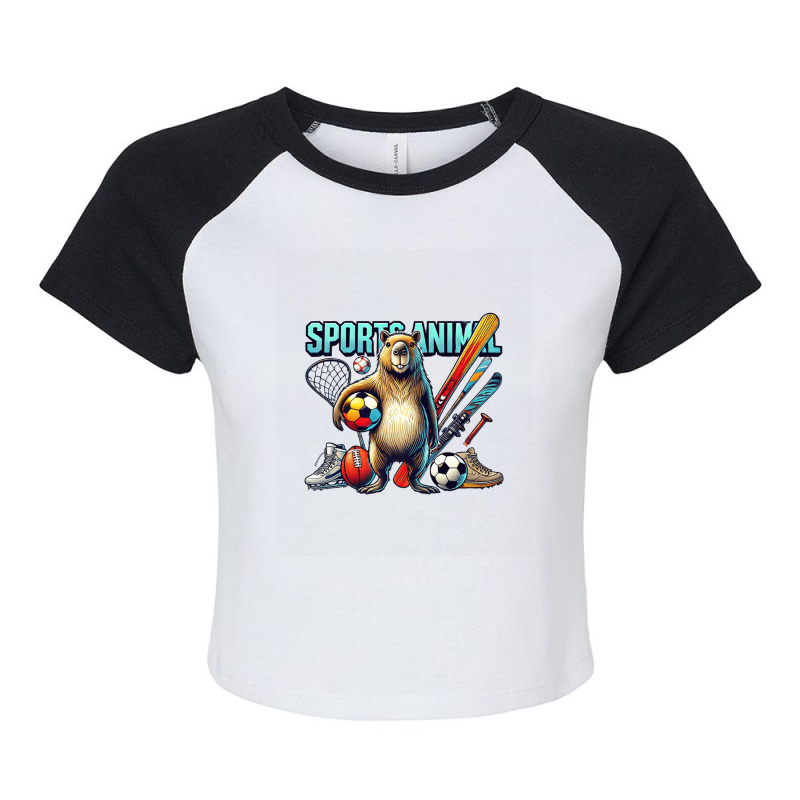 Capybara Sports Animal Raglan Crop Top by Teresa Simmons | Artistshot