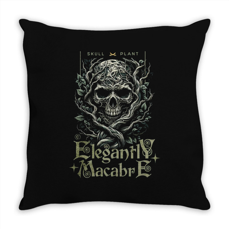 Gothic Plant Skull Throw Pillow | Artistshot