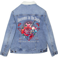 Rose Flower Impaled Sword Unisex Sherpa-lined Denim Jacket | Artistshot