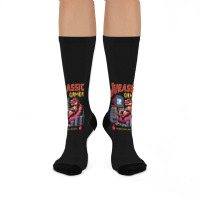 T Rex Playing Retro Games Crew Socks | Artistshot