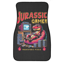 T Rex Playing Retro Games Front Car Mat | Artistshot