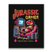 T Rex Playing Retro Games Metal Print Vertical | Artistshot