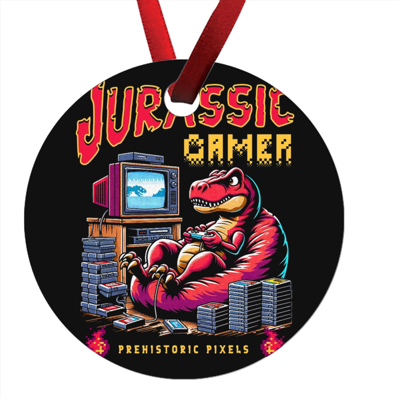 T Rex Playing Retro Games Ornament | Artistshot