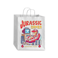 T Rex Playing Retro Games Debie Paper Bag - 10 X 5 X 13 | Artistshot