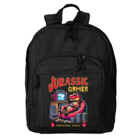 T Rex Playing Retro Games Basic Backpack | Artistshot