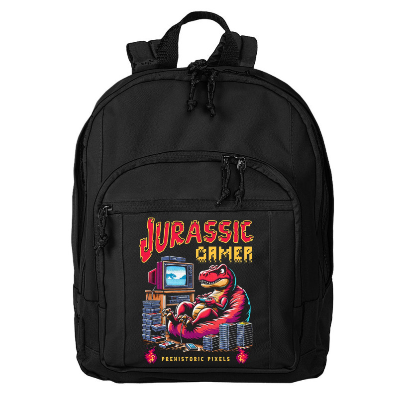 T Rex Playing Retro Games Basic Backpack | Artistshot