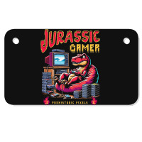 T Rex Playing Retro Games Motorcycle License Plate | Artistshot