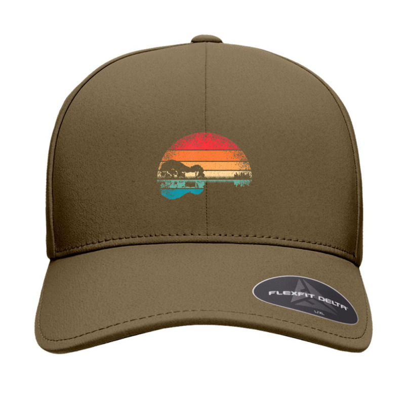 Retro Acoustic Guitar Lake Sunset Guitarist Music Lover Seamless Cap by Kosdapen517 | Artistshot