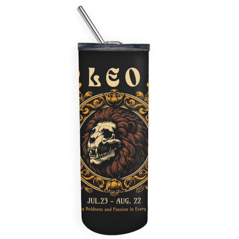 Zodiac Skull Lion Leo Vintage Skinny Tumbler | Artistshot