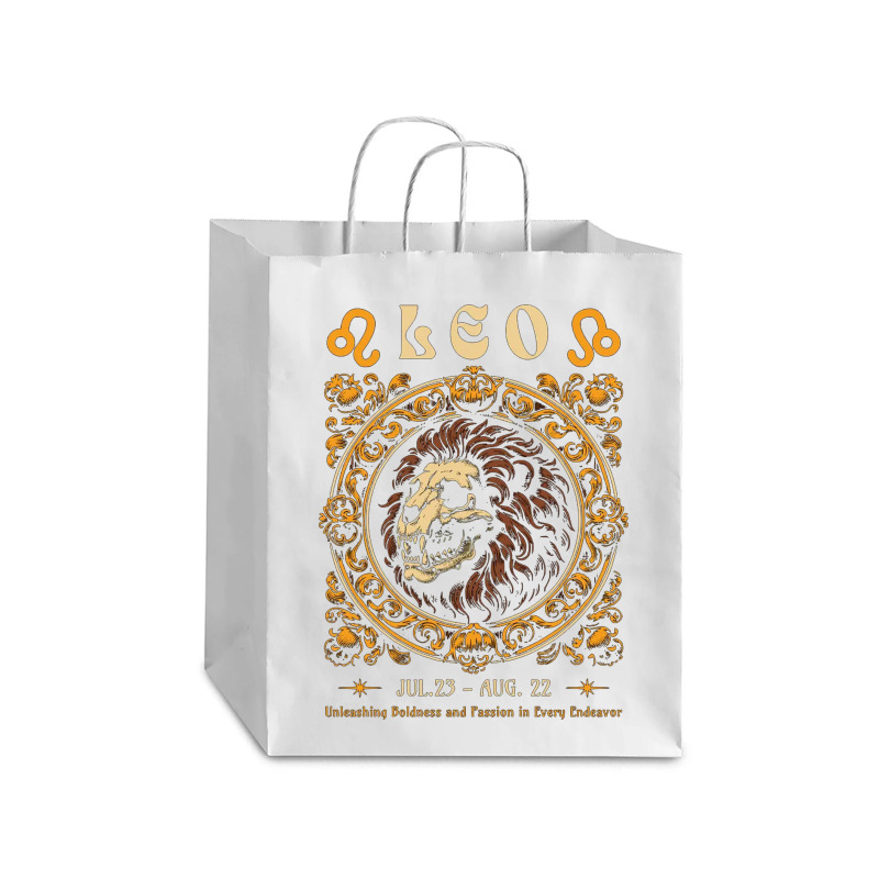 Zodiac Skull Lion Leo Vintage Debie Paper Bag - 10 X 5 X 13 | Artistshot