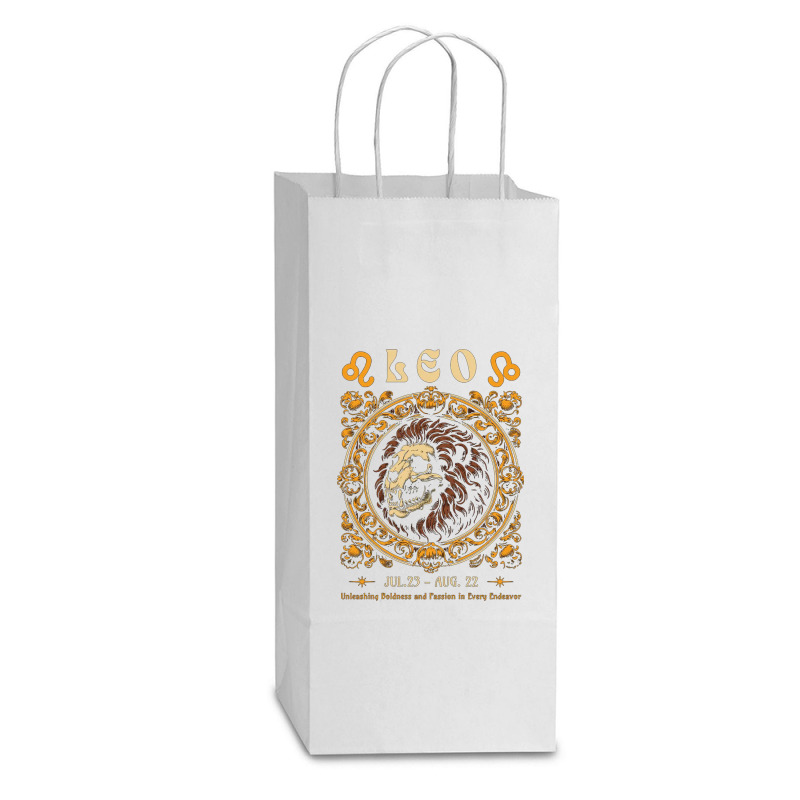 Zodiac Skull Lion Leo Vintage Double Wine Paper Bag - 6 1/2 X 3 1/2 X 12 3/8 | Artistshot