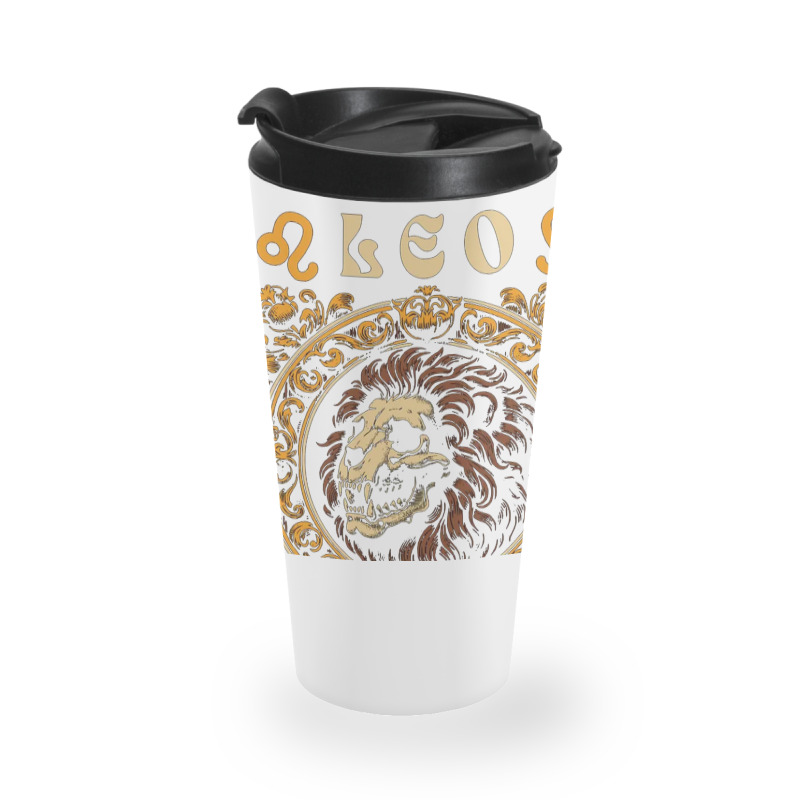 Zodiac Skull Lion Leo Vintage Travel Mug | Artistshot