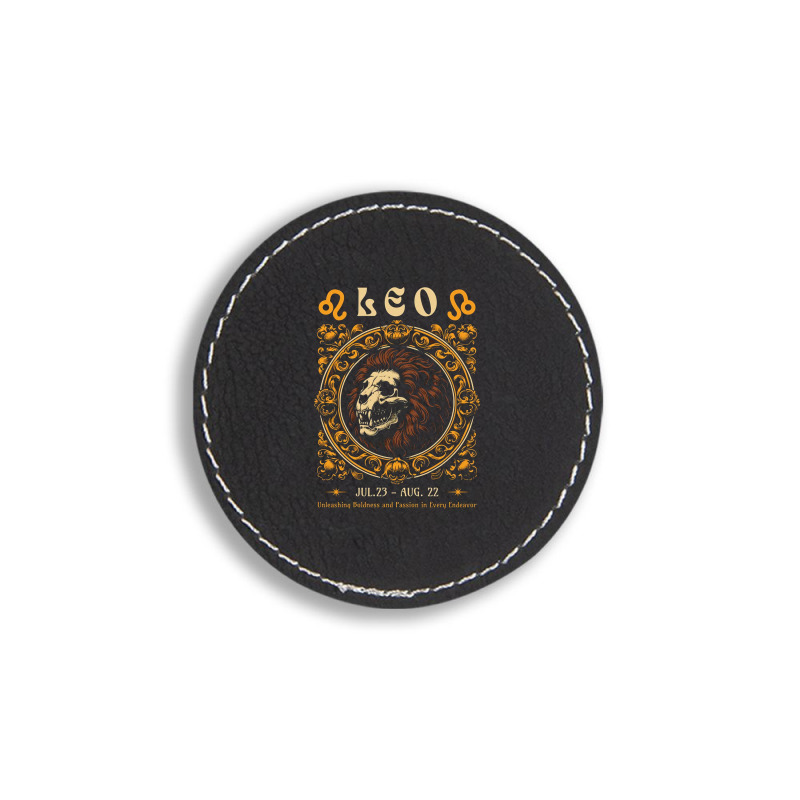 Zodiac Skull Lion Leo Vintage Round Leatherette Patch | Artistshot