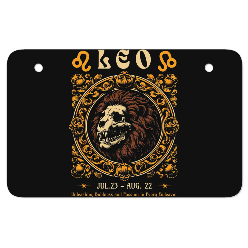 Zodiac Skull Lion Leo Vintage Atv License Plate | Artistshot