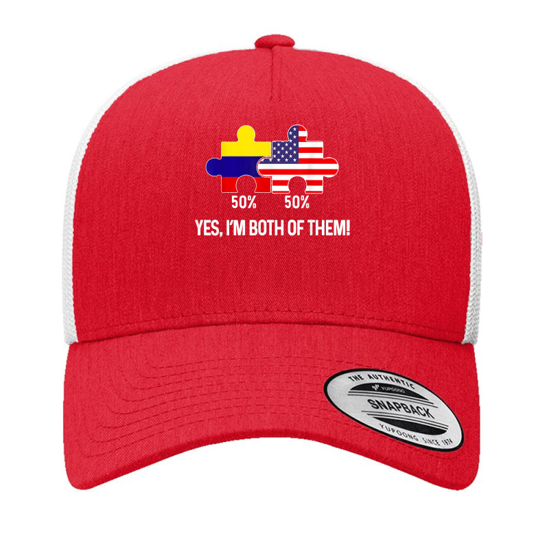 Half American Half Colombian Flag Combined Map Colombia Usa T Shirt Yupoong Trucker Cap by cm-arts | Artistshot