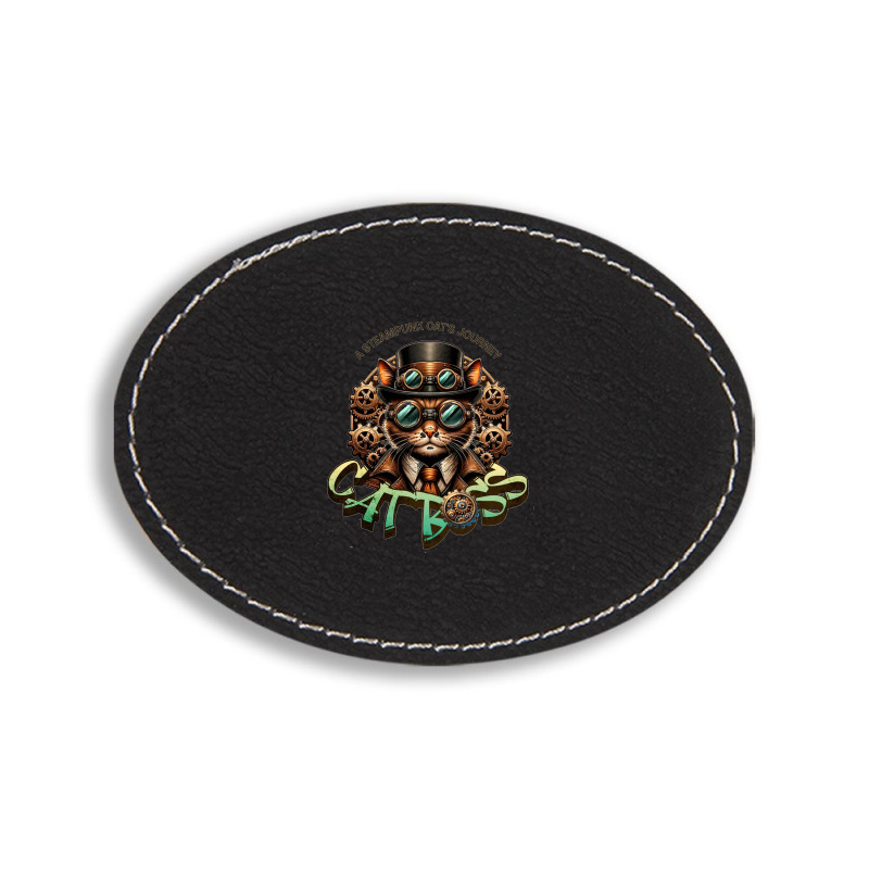 Cat Boss, A Steampunk Cat's Journey Oval Leatherette Patch | Artistshot