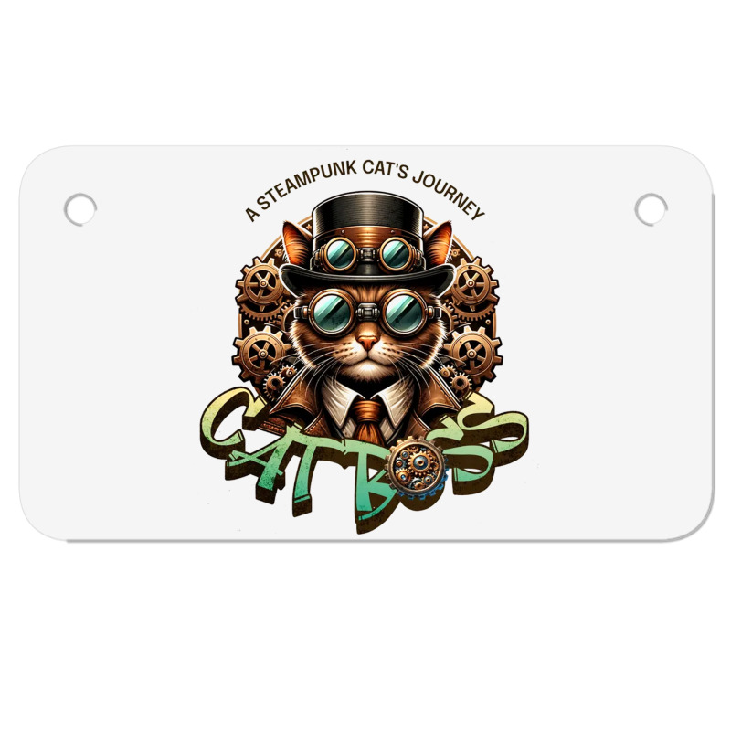 Cat Boss, A Steampunk Cat's Journey Motorcycle License Plate | Artistshot