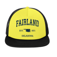 Fairland Oklahoma Ok Vintage Athletic Navy Sports Design Foam Snapback Hat | Artistshot