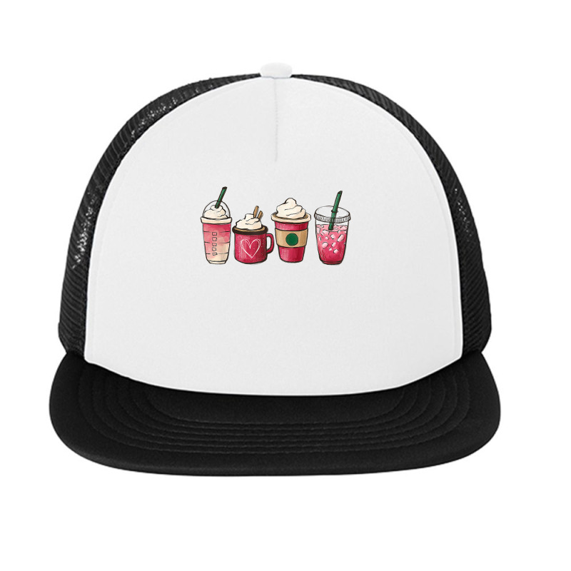 Valentine Coffee Heart Iced Coffee Lover Valentine Day Women Foam Snapback hat by cm-arts | Artistshot