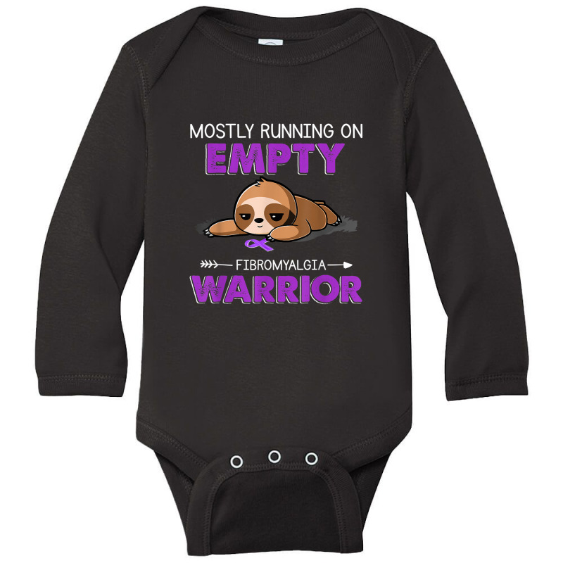 Funny Sloth Mostly Running On Empty Fibromyalgia Warrior Long Sleeve Baby Bodysuit by ThienThuong | Artistshot