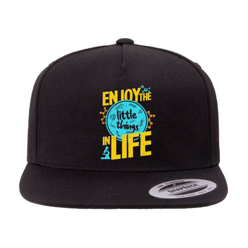 Biology Little Things In Life Biologist Microscope 5 Panel Snapback Cap | Artistshot