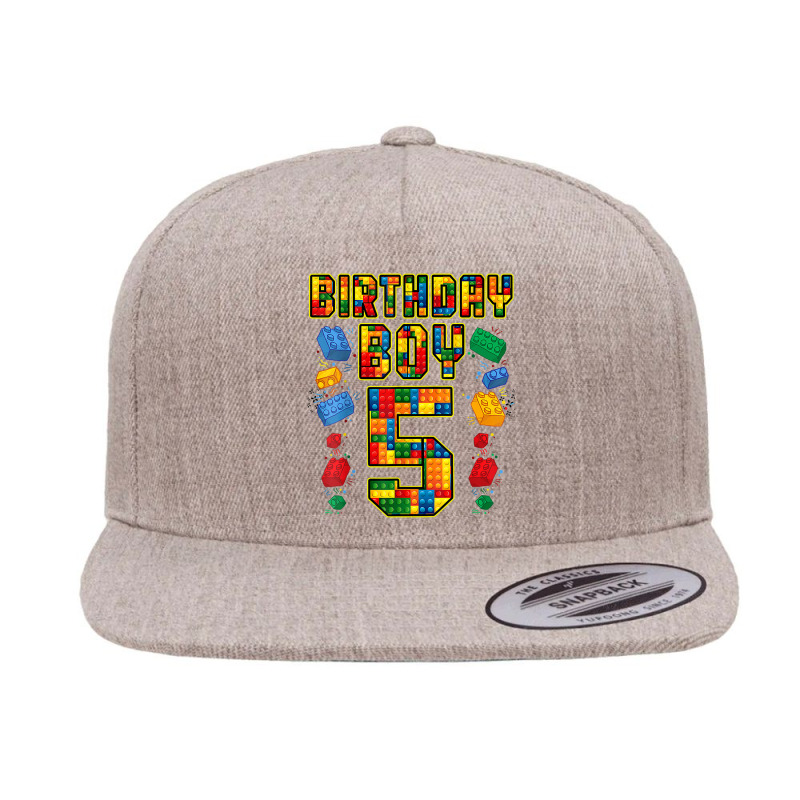 5th Birthday Master Builder 5 Years Old Block Building Boys 5 panel snapback cap by Carnations | Artistshot