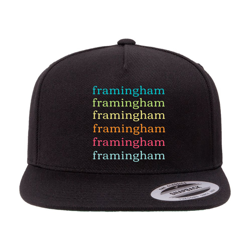 Framingham Massachusetts (ma) Cute And Colorful Text 5 panel snapback cap by Sombre | Artistshot