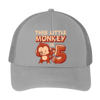 Kids This Little Monkey Is 5 Monkey Ape Animale 5th Birthday Pa Trucker Cap | Artistshot