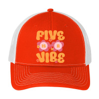 Kids Five Is A Vibe Groovy 5th Birthday Theme Fifth Bday Flower Pa Trucker Cap | Artistshot