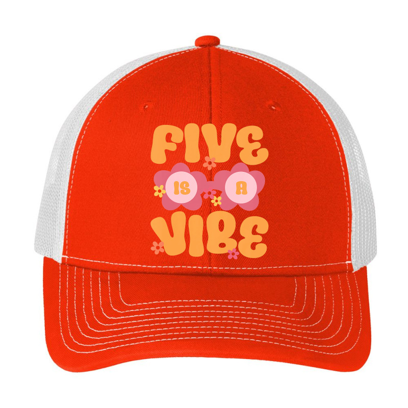 Kids Five Is A Vibe Groovy 5th Birthday Theme Fifth Bday Flower Pa Trucker Cap | Artistshot