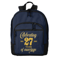 Celebrating 27 Years Of Marriage 27th Wedding Anniversary T Shirt Basic Backpack | Artistshot