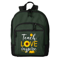 Teacher T  Shirt Teach Love And Inspire Shirt   Teacher Sunflower T  S Basic Backpack | Artistshot