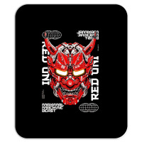 Red Oni Mask Mecha Demon Mousepad | Artistshot