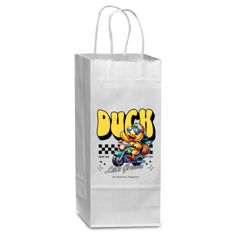 Happy Duck Wine Paper Bag - 5 1/2 X 3 1/4 X 13 | Artistshot