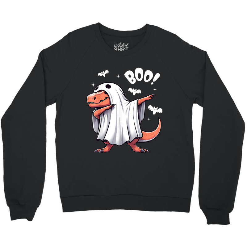 Funny Dabbing Dinosaur Spooky Halloween Boo Crewneck Sweatshirt | Artistshot