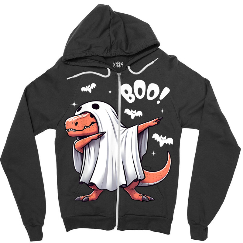 Funny Dabbing Dinosaur Spooky Halloween Boo Zipper Hoodie | Artistshot