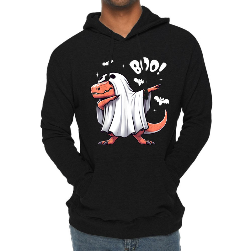 Funny Dabbing Dinosaur Spooky Halloween Boo Lightweight Hoodie | Artistshot