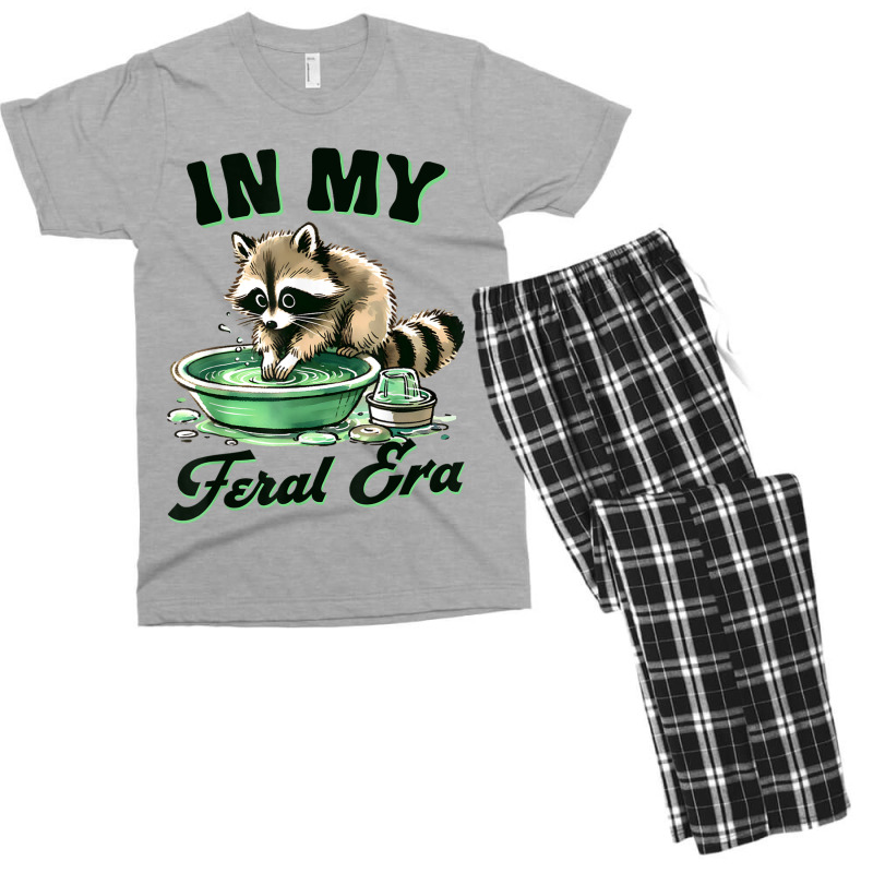 Funny Raccoon Saying In My Feral Era Men's T-shirt Pajama Set | Artistshot