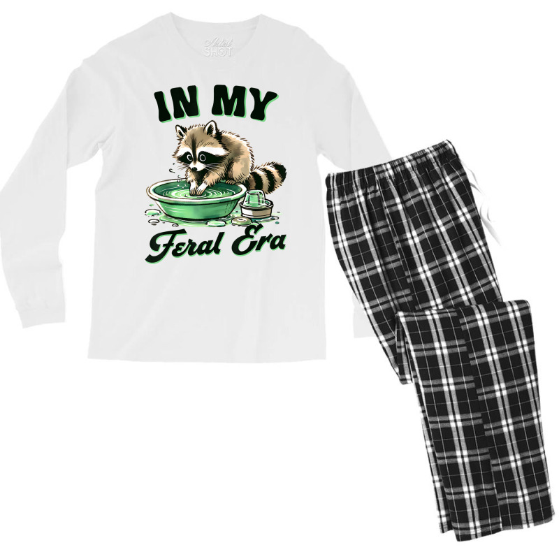 Funny Raccoon Saying In My Feral Era Men's Long Sleeve Pajama Set | Artistshot