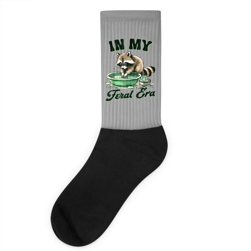 Funny Raccoon Saying In My Feral Era Socks | Artistshot