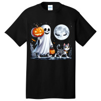 Halloween Ghost Cat Lovers Basic T-shirt | Artistshot