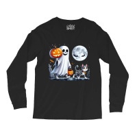 Halloween Ghost Cat Lovers Long Sleeve Shirts | Artistshot